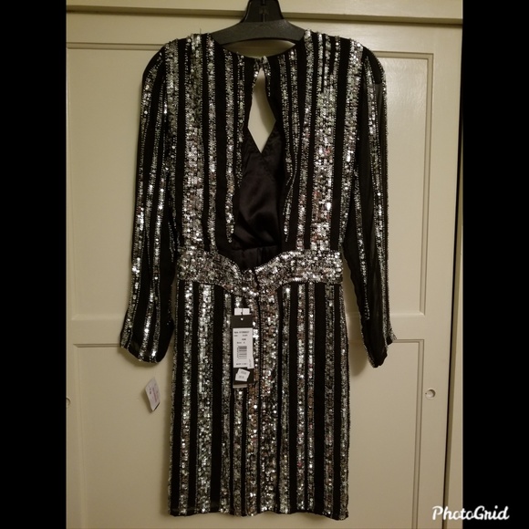Sequin Black and Silver Party Dress- Size 6 - Picture 2 of 5